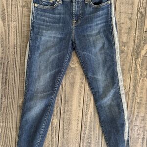 7 For All Mankind Skinny Jeans w/ Side Stripe Raw Hem Size 25